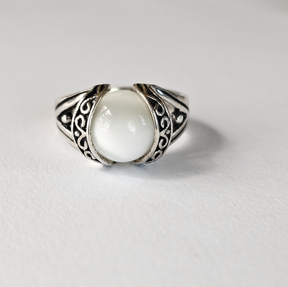 Vintage White Tigers Eye in Sterling Silver Ring Size 7! - Picture 6 of 6